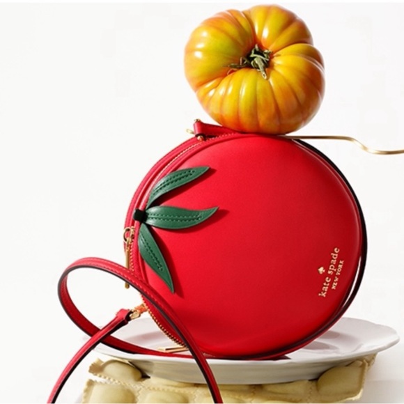 ♠️🍅kate spade 3D Tomato Mangia Double Dual Compartment Small Crossbody Bag Red - Picture 15 of 15